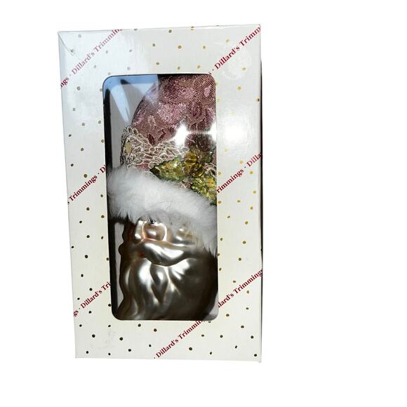 Vintage Victorian Santa Class Dillard's blown glass ornament pink hat - Picture 1 of 8